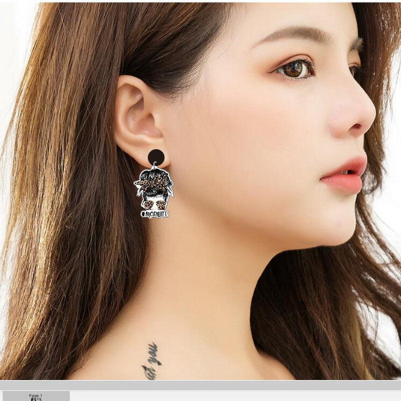 Wholesale Acrylic Mom Rainbow Earrings